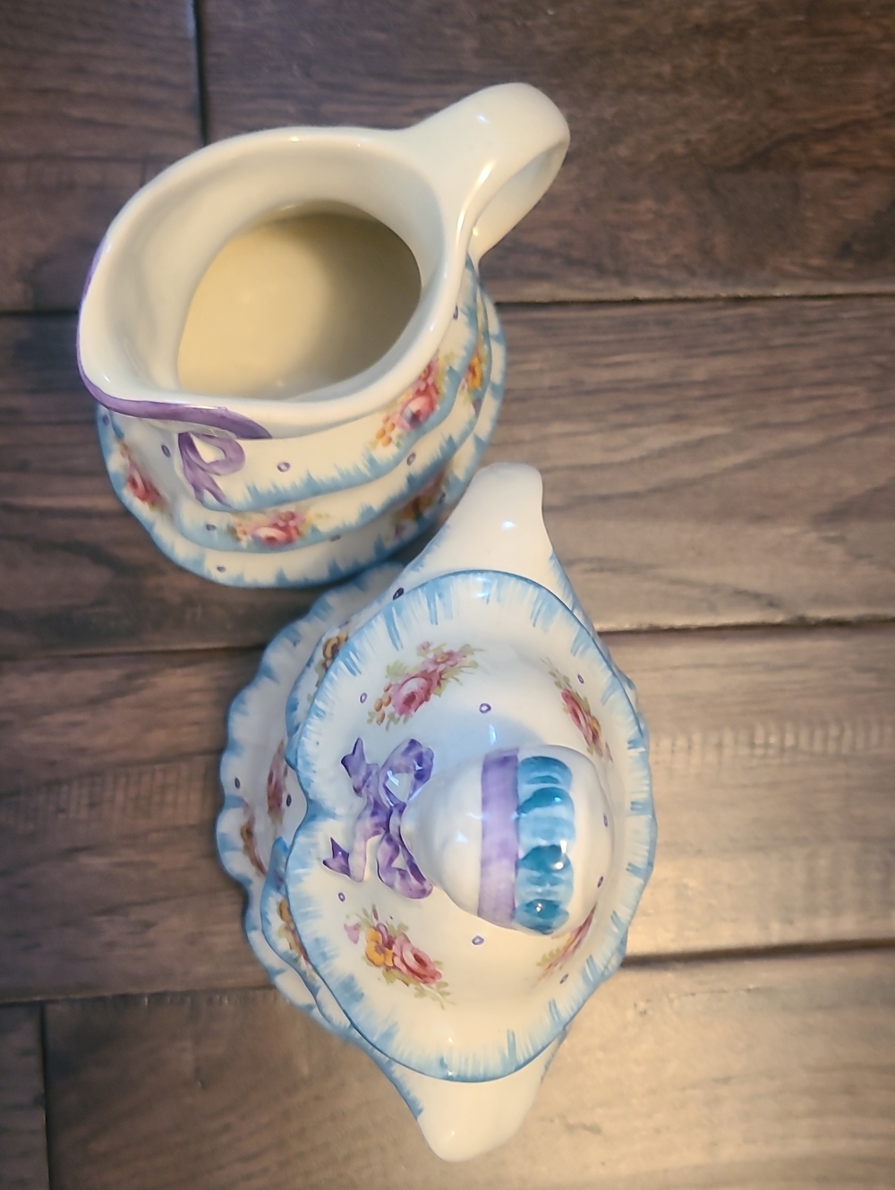 Antique ceramic creamer and sugar bowl set the "Little Old Lady" collection - Picture 4 of 6